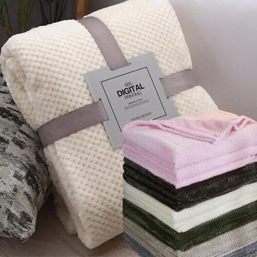 Flannel Fleece Throw Blanket Soft Blanket Solid Color Bedspread Plush Cover for Bed Sofa Christmas Gift Dropship