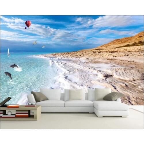 Custom photo wallpaper for walls 3 d murals Beautiful Seaside scenery balloon seagull coastline tv background wall papers decor