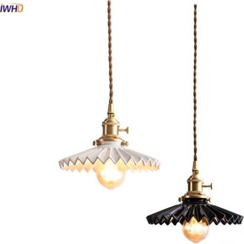 IWHD Japanese Style Ceramic Pendant Lights Fxiture Bedroom Dinning Living Room Light Copper Vintage Nordic Lamp Lampara Hanglamp