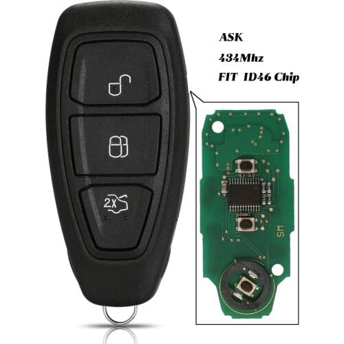 Jingyuqin 3 Buttons 434Mhz Smart Car Remote Key For Ford Focus Fiesta Mondeo C-Max Kuga 2011 2012 2013 2014 2015