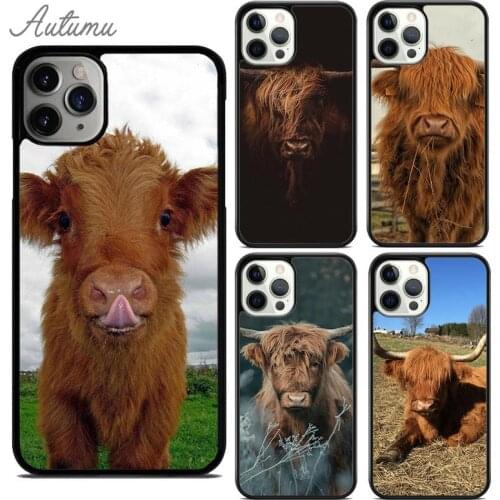 Cute Highland Cow Phone Case for iPhone 11 12 Pro Max mini X XR XS SE 2020 5 6S 7 8 Plus Samsung Galaxy S8 S9 S10 Cover shell