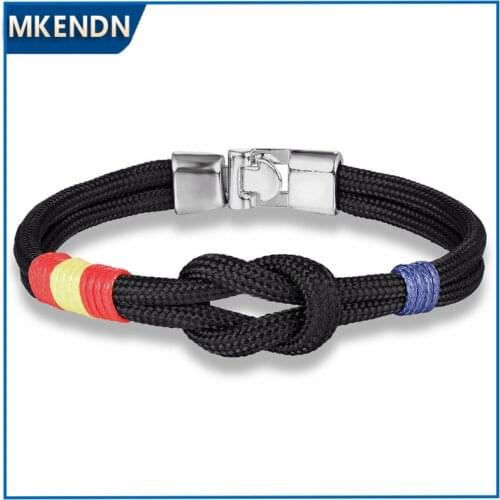 MKENDN New Country Spain Flag Sport Camping Paracord Men Women Infinity Nautical Survival Rope Chain Bracelet Sport Style