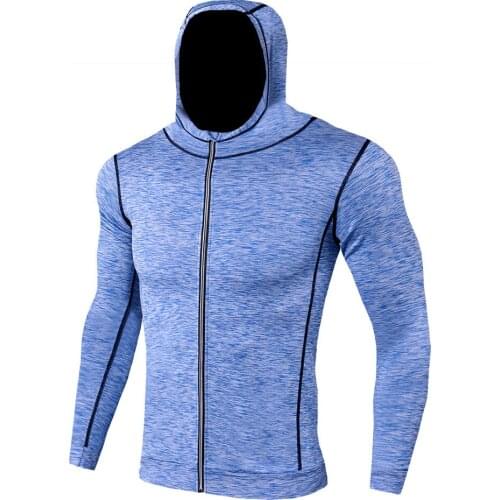 Mens quick-drying thin hoodies tight-fitting breathable warm jacket autumn/winter running clothes fitness reflective sweatshirt