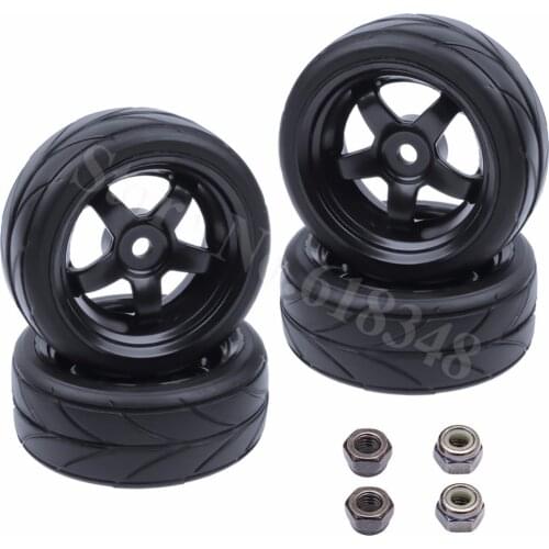 RC Run Flat Tyres & Wheels Rim 12mm For 1:10th HSP Redcat Himoto HPI 4WD Pack of 4