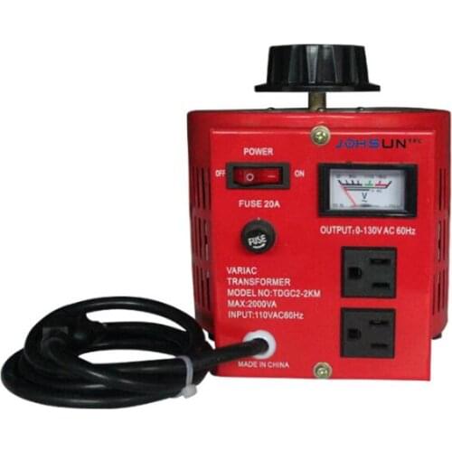 TDGC2 2KVA Single phase manual regulator input 110V power converter variac 2000W Contact voltage regulator output 0-130V