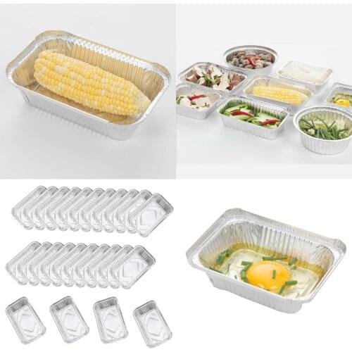25pcs Disposable Tinfoil Baking Pan BBQ Aluminum Foil Grease Drip Pans Barbecue Grilling Tray Outdoor Baking Kitchen Supplies