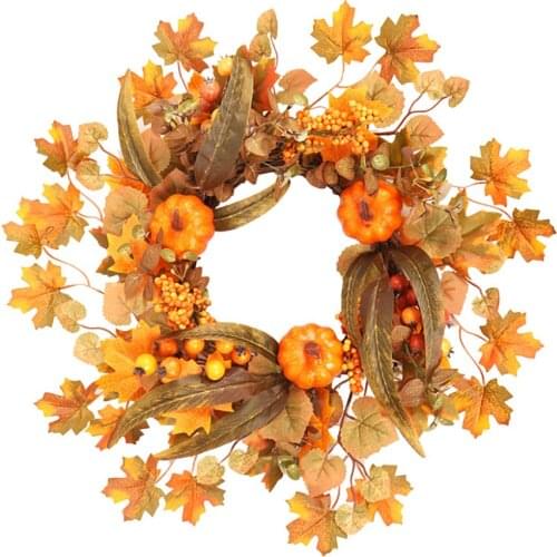 Halloween Autumn Garland Fall Wreath Maple Leaf Eucalyptus Artificial Flower Door Wedding Ornament Decor Hanging Floral