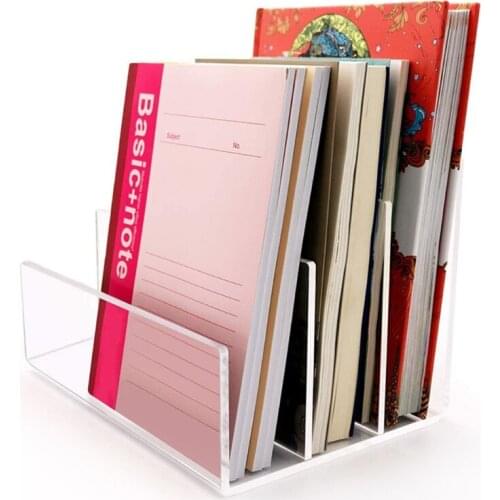 Clear Acrylic File Holder 3 Sections Thicken Acrylic File Organizer for Desk Clear Desk Organizer Files Folder Bookends