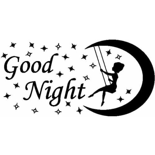 Lifelike Moon Star Good Night Girl Sticker Fashion Car Stickers Decoration Personality PVC Anti-UV Waterproof Decal Black/White