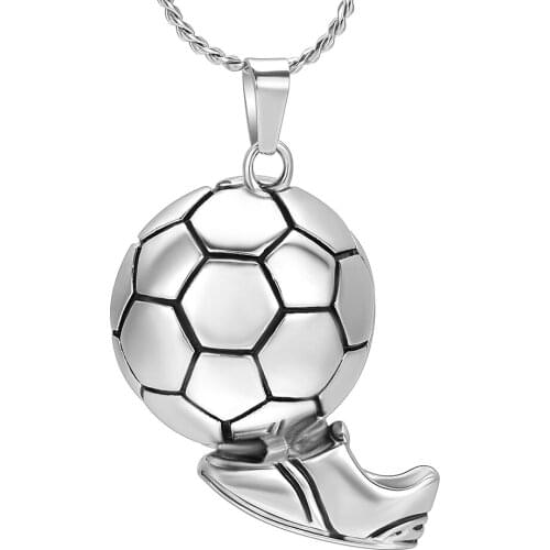 Football Kid Memorial Necklace Jewelry Play Soccer Cremation Necklace Pendant Urns Keepsake Jewelry for Mens/Kids Free Logo
