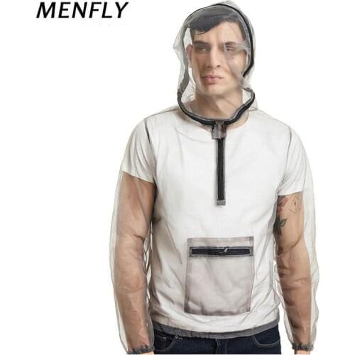 MENFLY Net Yarn Clothing Jungle Adventure Breathable Insect Repellent Jacket Outdoor Hooded Anti-bee mosquito-bite Mesh Cloths