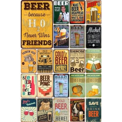 Vintage Metal Tin Plate of Premium Cold Beer Old Brewery Quality for Tiki Bar Wall Shabby Chic Decoration Pub Billboard Poster