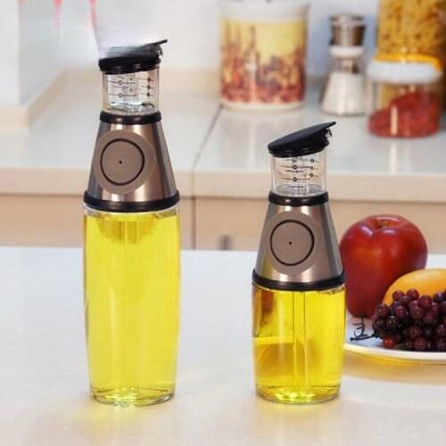 Oil Dispenser With Measurements For Cooking And Vinegar Cruet Drip-Free Spout 500ml/250ml Glass Bottle Health Kitchen