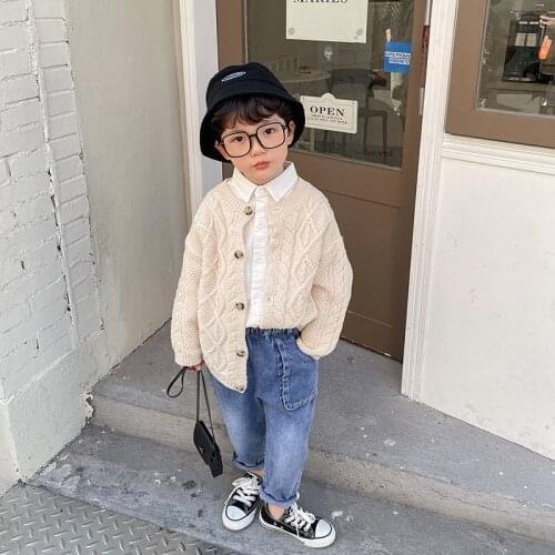 Loose Solid Spring Autumn Tops Boys Sweater Jacket Coat Kids Knitting Overcoat Outwear Teenager Children Clothes High Quality