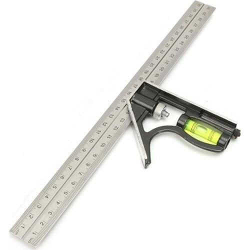 Precise Stainless Steel Measuring Tools Aluminium Combination Square Diy Workshop Hardware Angle Spirit Level 1PCS 12" (300mm)