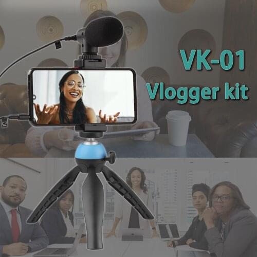 Vlogging Live Broadcast Smartphone Video Rig Studio Light Microphone+Tripod Mount kit for Smartphone DSLR Video Cameras