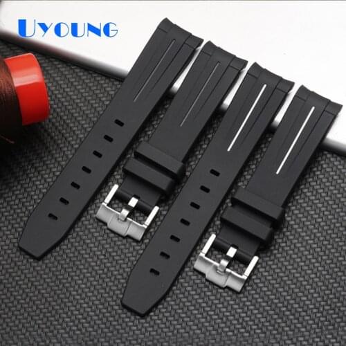 Waterproof Silicone watch strap for Tissot 1853 men replace rubber black watch band 19mm watch bracelet Arc watch accessories