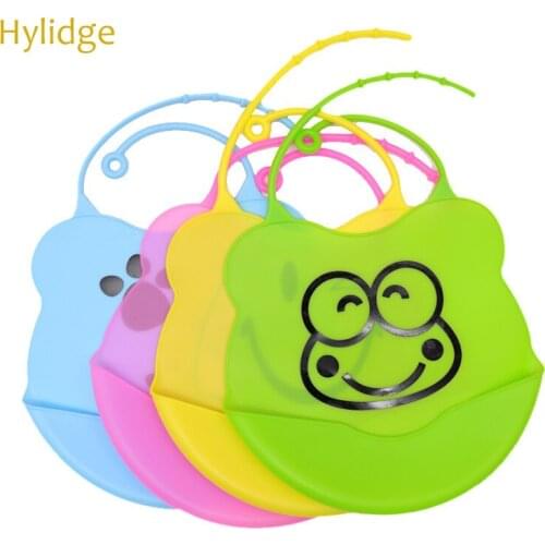 Hylidge Waterproof Silicon Breastplate Baby Bib Adjustable Toddler Bibs Silicone Baby Feeding Bibs Leak-proof Cartoon Aprons Bib