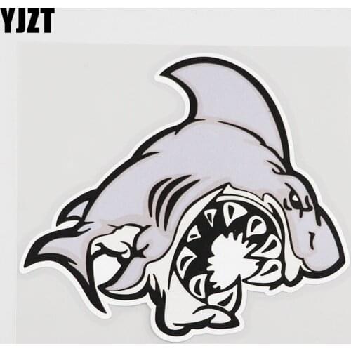YJZT 13.3CMX11.9CM Fierce Shark Car Sticker Marine Organism Pvc Decal 6A-0095