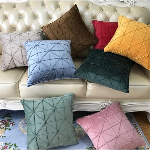 Suede Check Decorative Pillowcase Luxury Geometric Pillow Cases Solid Cushion Covers Simple Nordic Plaid Pillow Cover Home Decor