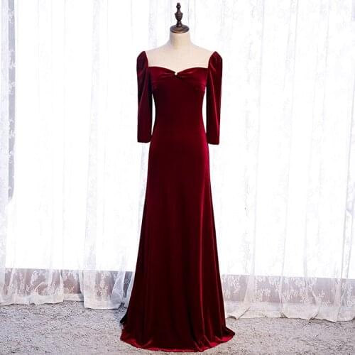 Bespoke Occasion Dress Vintage V-Neck Full Backless Jersey Backless Luxury Burgundy Pearls Pleat Women Formal Evening Gown HB123