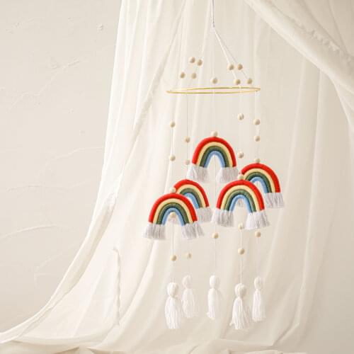 1 Pc New Baby Wooden Rainbow Bed Rattles Rattle Bed Bell Bed Hanging Newborn Wind Chimes Bell for Cots Projection