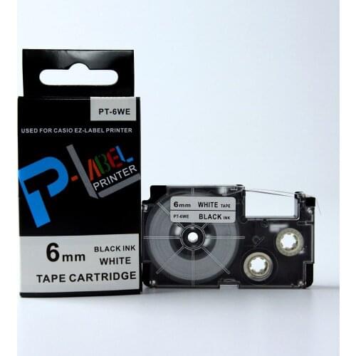 10pcs/lot XR-6WE BLACK ON WHITE label tape compatible EZ-LABEL printer kl 7400
