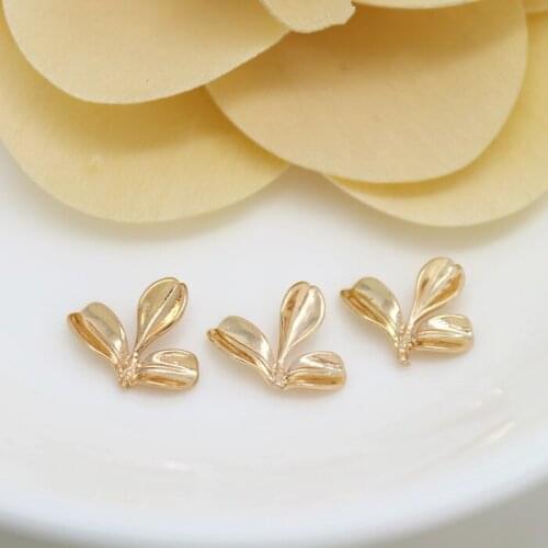 6PCS 12x10MM 24K Champagne Gold Color Plated Brass Leaves Tree Leaf Charms Pendants High Quality Diy Jewelry Accessories