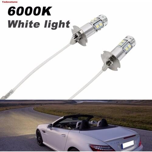 2Pieces/Lot Hi-Power H3 LED Car Light Bulb 50W DC12V White 10 LEDs Bulbs Fog Lamps Driving DRL Daytime Running Lights Auto Lamp