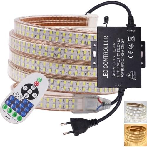 220V 110V 5730 Led Strip Light Dimmable IP67 Waterproof Indoor Ourdoor Lighting Double Row 240led/m Flexible Tape LED Light