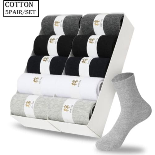 5Pair/Set Cotton Fiber Socks Men Casual Business Socks Breathable Sweat Absorption Deodorant Sock Male Non-slip Long Socks