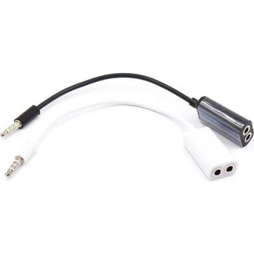 Car MP3 3.5mm Stereo Splitter AUX Audio Male to Earphone Headset Microphone Adapter Couples Turn Wiring Connector Cable