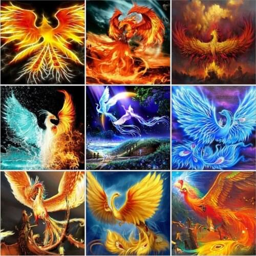 AZQSD Diamond Painting 5d Phoenix Full Square/Round Drill Diamond Embroidery Animal Handmade Gift Cross Stitch Kits Art