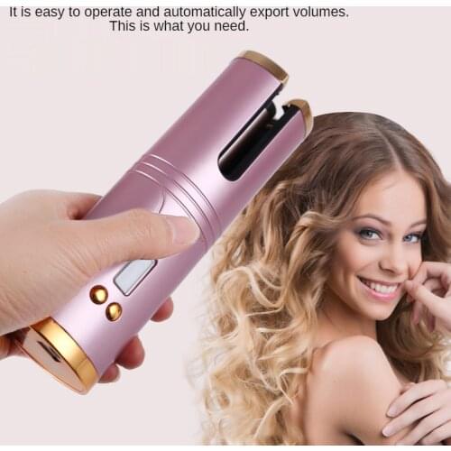 Wireless Automatic Hair Curler Portable USB Rechargeable Rotating Curling Iron Women Girl LCD Display Curly Machine Styling Tool