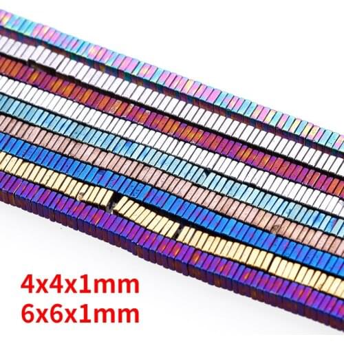 Natural Hematite Square Flake Loose Seed Beads 4-6 Luck Blessing Change Destiny for Jewelry Making DIY Bracelet Necklace Earring