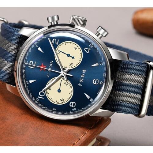 New Luxury RED STAR Mens Mechanical Chronograph Watch 42mm Sapphire Clock 1963 Seagull ST19 Movement Swan Neck Pilot Men Watch