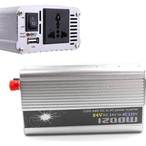 DC 24V to AC 110V power Inverter voltage transformer 1200W USB Auto Car Charger Adapter modified sine wave Converter