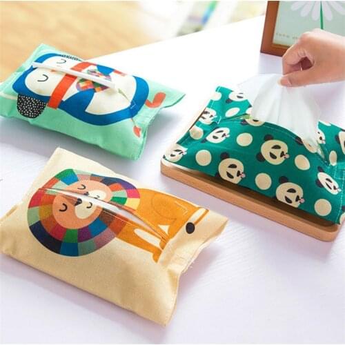 Home Car Fabrics Cartoon Animal Tissue Case Box Container Towel Napkin Papers Bag Holder Box Case Pouch