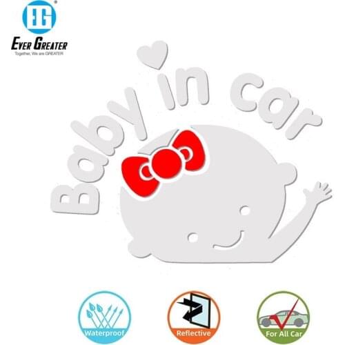 EverGreater BABY IN CAR Friendly Tips Cartoon Car Styling Car Sticker Boy and Girl Vinyl Decal Black/Silver