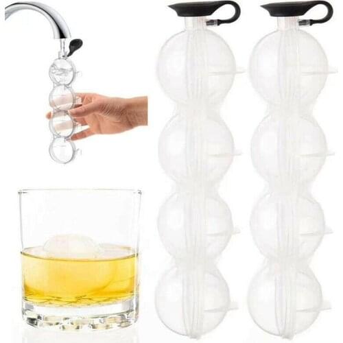 4 Cavity Ice Cube Maker Form For Ice Flexible Silicone Whiskey Cocktail DIY Round Ice Ball Ice Grid Party For Bar Kitchen Tool