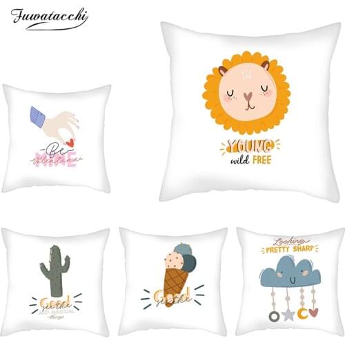 Fuwatacchi Cute Cartoon Printed Cushion Cover 45*45 Pillowcase Sofa Cushions Pillow Cases Polyester Home Decor Pillow Covers New