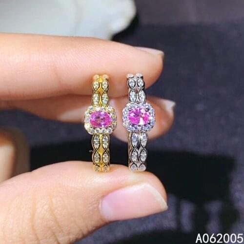 KJJEAXCMY fine jewelry 925 sterling silver inlaid natural pink sapphire new Female ring fashion Support test hot selling