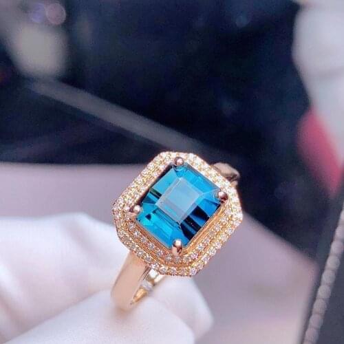 H1011 Tourmaline Ring 3.12ct Fine Jewelry 18K Gold Natural Blue Tourmaline Gemstones Diamonds Female Rings for Women Fine Ring