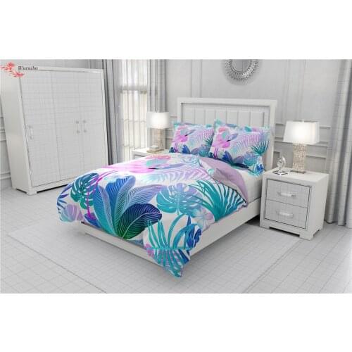 Pink Couple Flamingo Bedding Set Animals Lover Duvet Cover Tropical Leaves Quilt Covers Full Size 2/3PCS Bedclothes Home Textile