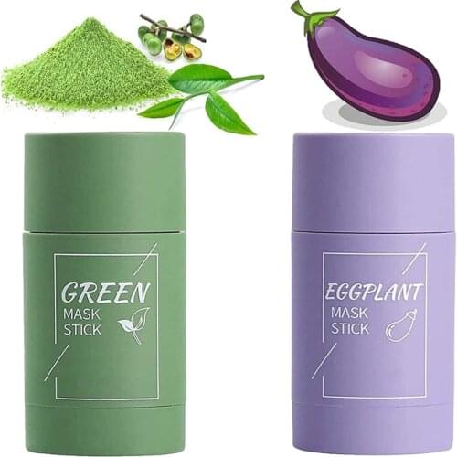 Green Tea Mask Stick Oil Control Eggplant Acne Deep Cleaning Mask Skin Care Moisturizing Remove Blackhead Fine Pores Mud Mask