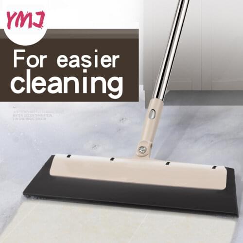 Bathroom Wiper Broom Stainless Steel Handle Bathroom Special Broom Easy and Convenient Sweep Dust Hair 180-degree Rotating Blade