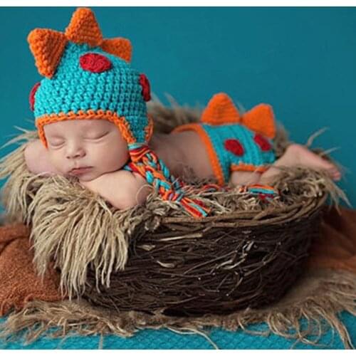 Cute Newborn Baby Photography Dinosaur Pilot Props Baby Hat Baby Cap Girl Boy Clothes Newborn Crochet Outfits