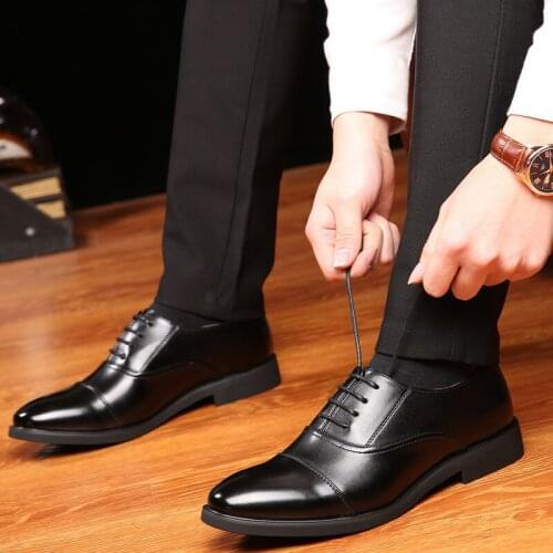 Men Office Shoes Black Brown Oxford Shoes big plus Size 38-48 Men Leather Dress Shoes Pointed Toe Business Formal Shoes jk89