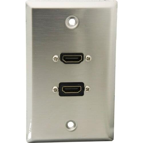 1 Gang US Style Stainless Steel 2 Ports HDMI Female To Female Wall Plate