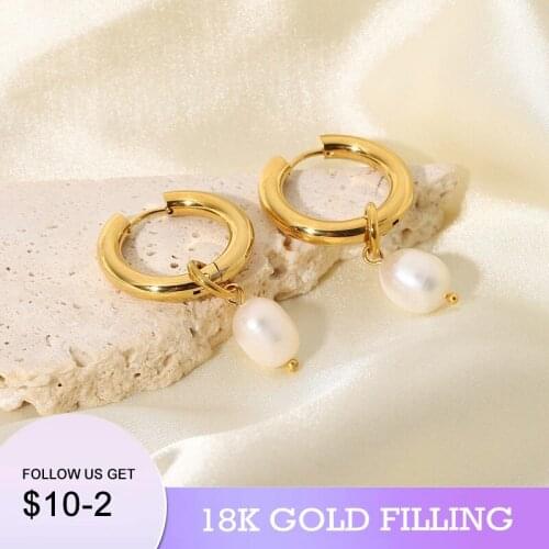 2022 New 18KGF Luxury Natural Freshwater Baroque Pearl Tassel Hoop Earrings for Women Wedding Fine Jewelry Hot